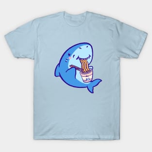 A cute shark eating ramen with chopsticks T-Shirt